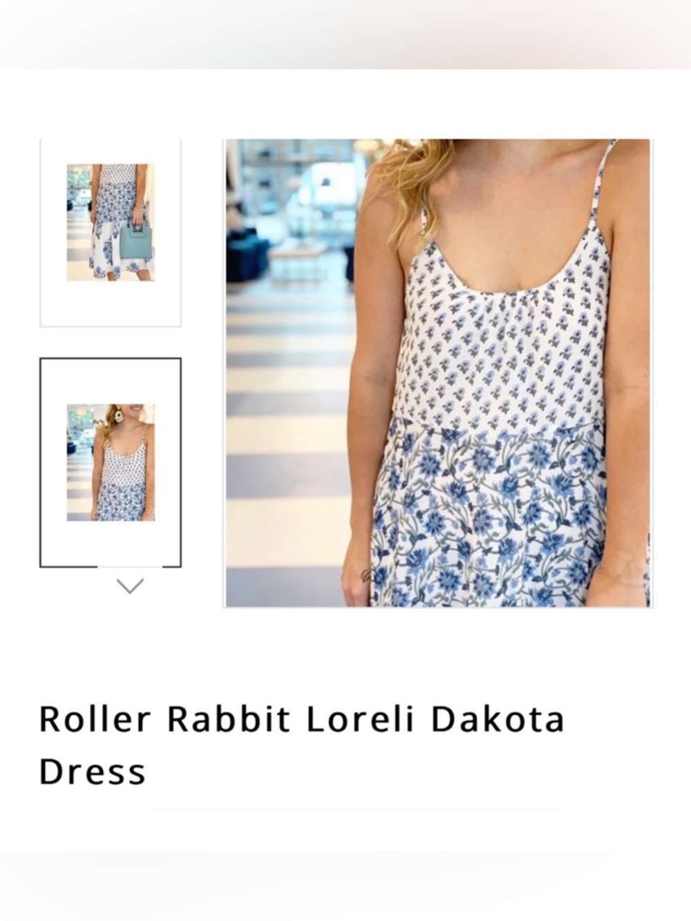 Roller Rabbit White Dress with Blue Floral Accents